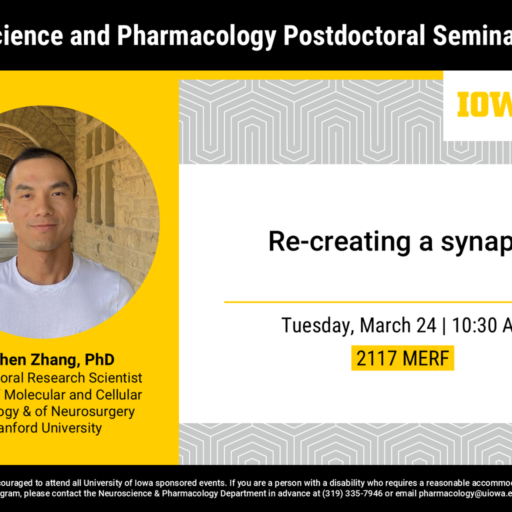 Neuroscience & Pharmacology Postdoctoral Seminar - Xuchen Zhang, PhD promotional image
